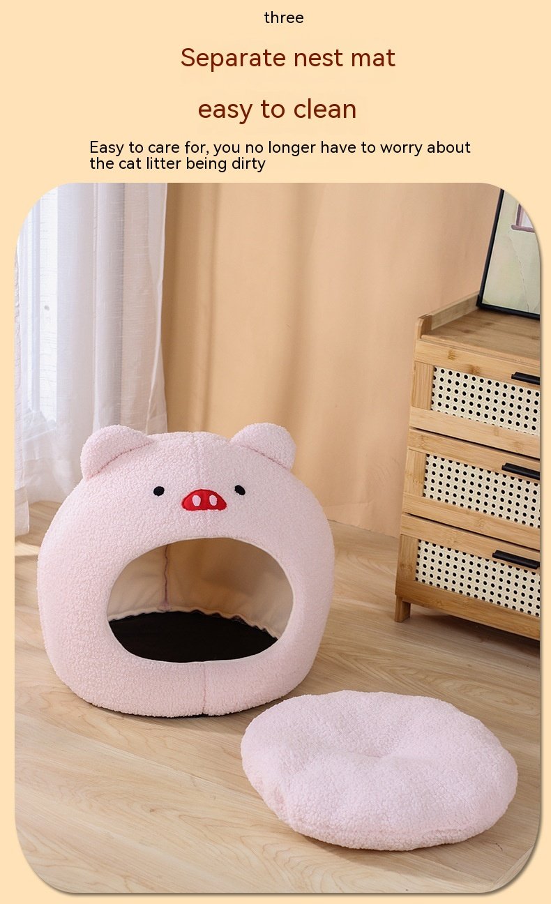 Teddy Plush Winter Semi-closed Pet Cat Nest