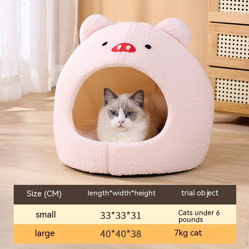 Teddy Plush Winter Semi-closed Pet Cat Nest
