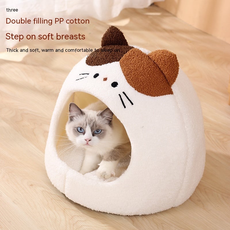Teddy Plush Winter Semi-closed Pet Cat Nest